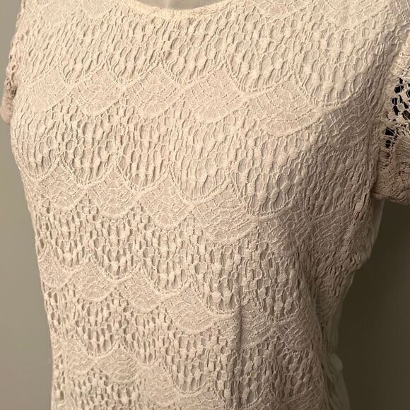 Verve Ami White Short Sleeve Lace Overlay Top - Picture 6 of 7